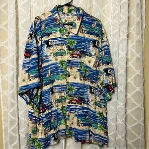 Disney Catalog 4XL 4X Hawaiian Shirt Mickey And Minnie Floral Pattern Beach Surf